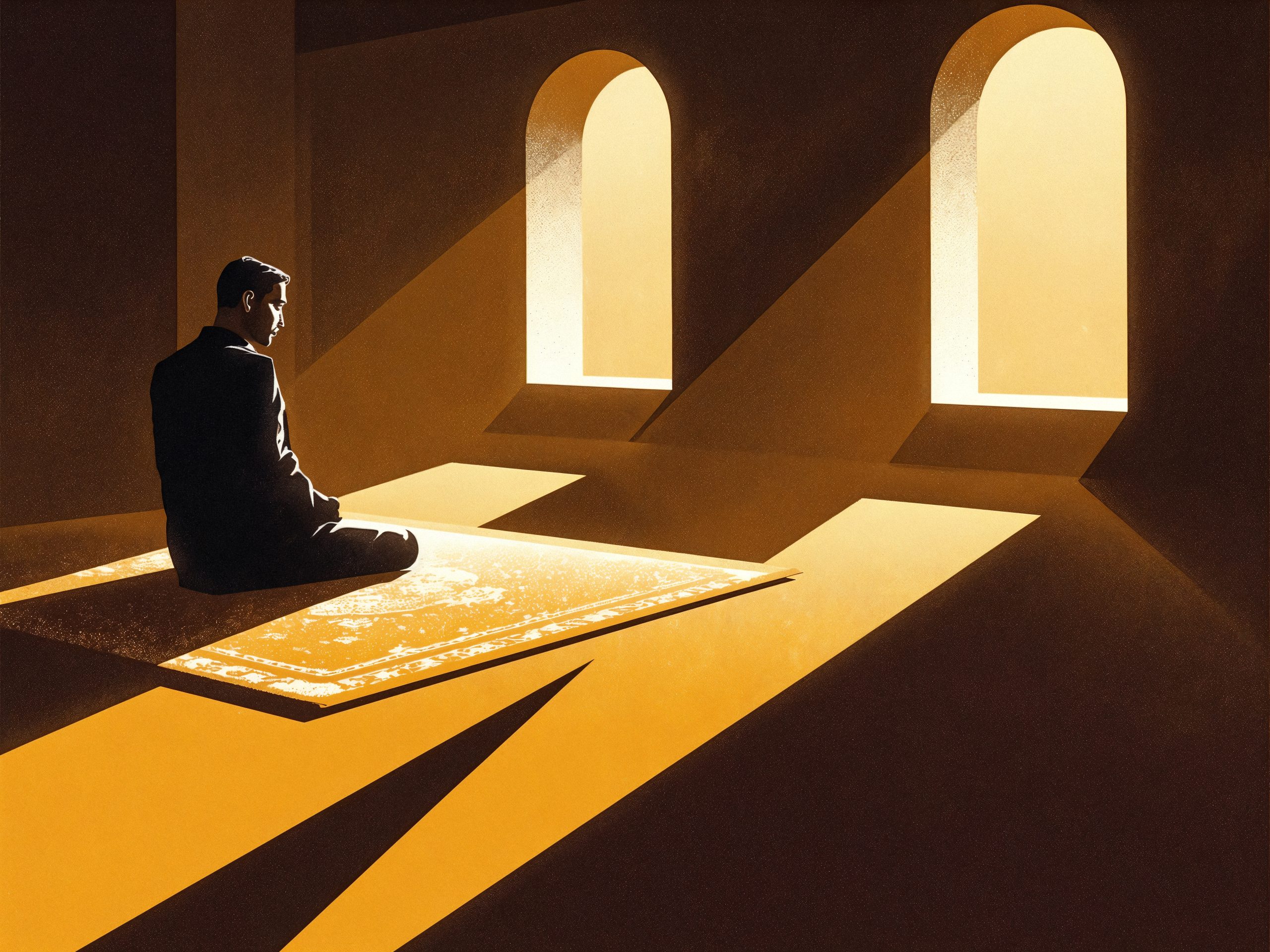 Father teaching his son Islamic studies and Aqeedah in a classroom setting
